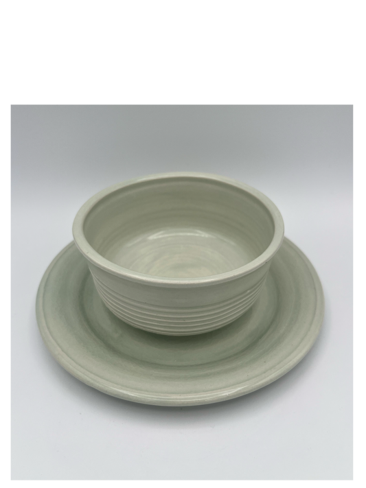 Celadon cereal bowl and plate