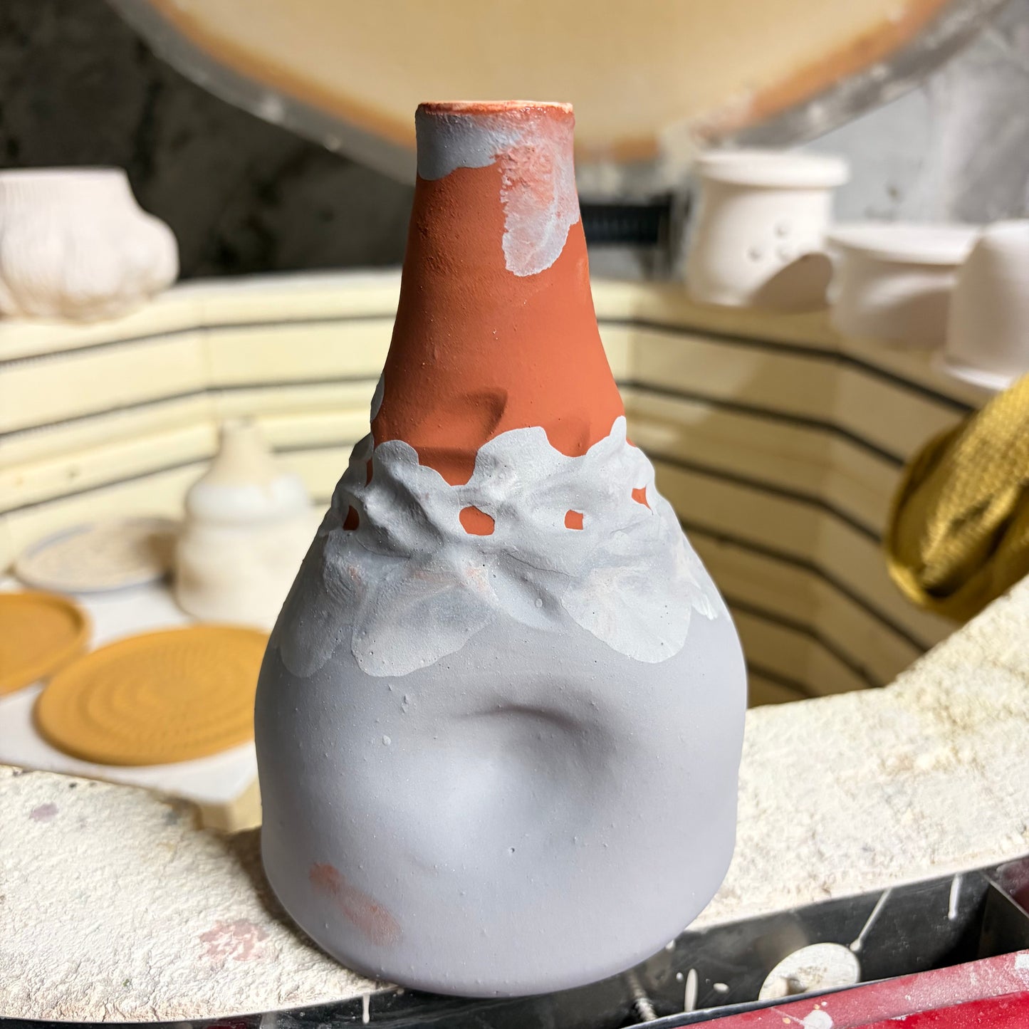 Handmade Ceramic Olive Oil Dispenser in Black & Amber Glaze
