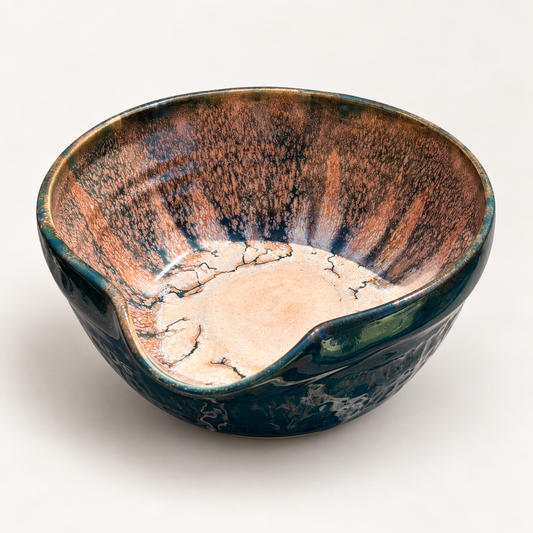 Verdigris & Copper Handmade Matcha Bowl