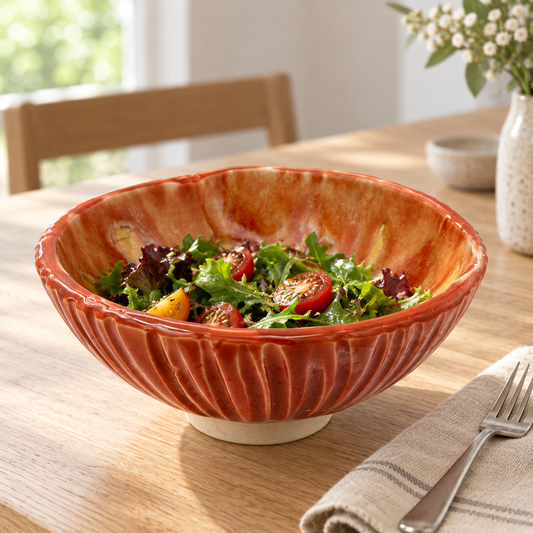 Sunset Bloom — Handmade Carved Ceramic Bowl