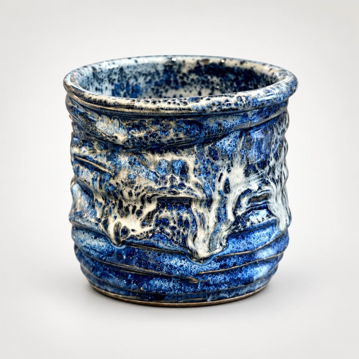 Blue Tide Handmade Ceramic Tumbler | Cobalt & Cream
