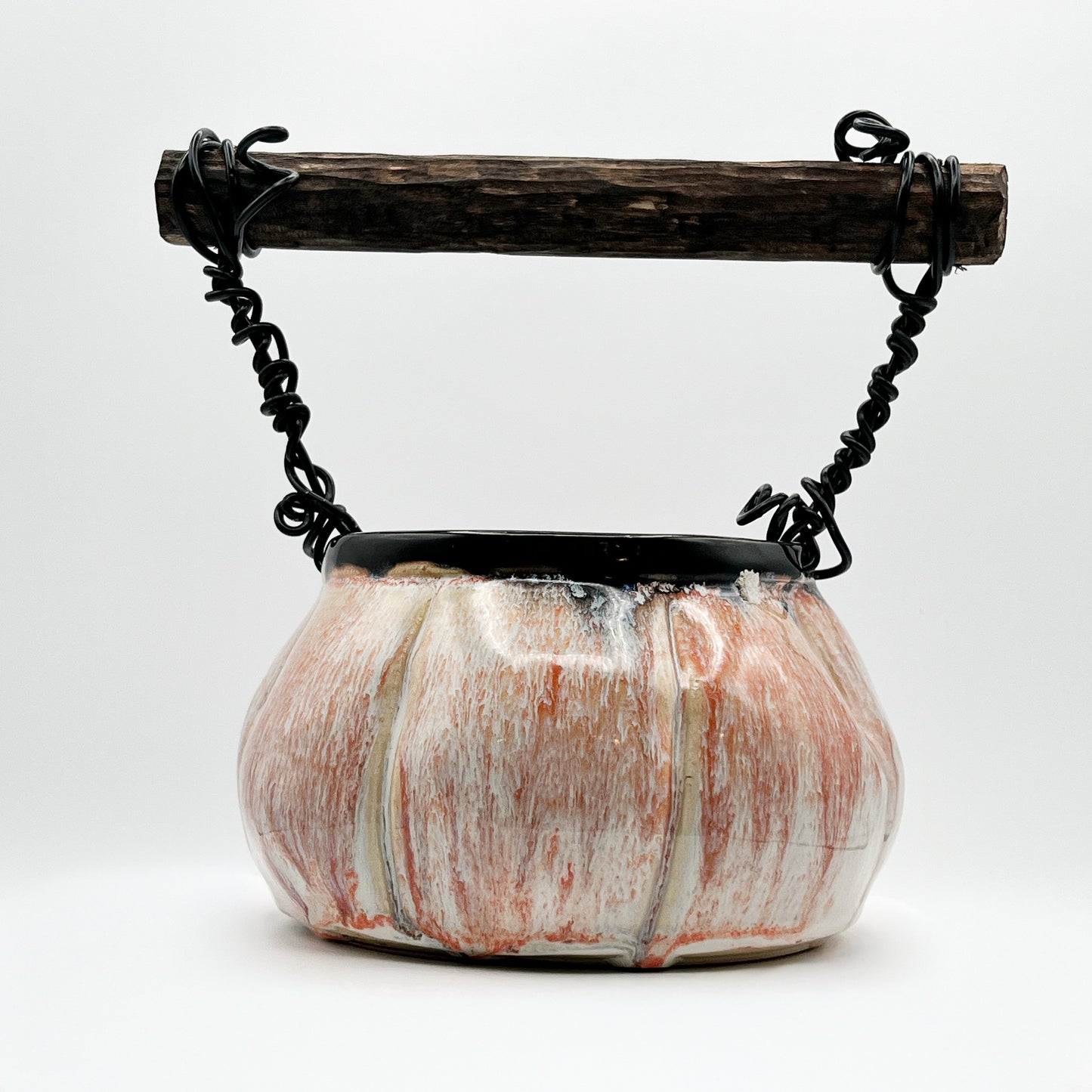 Fall pumpkin ceramic basket