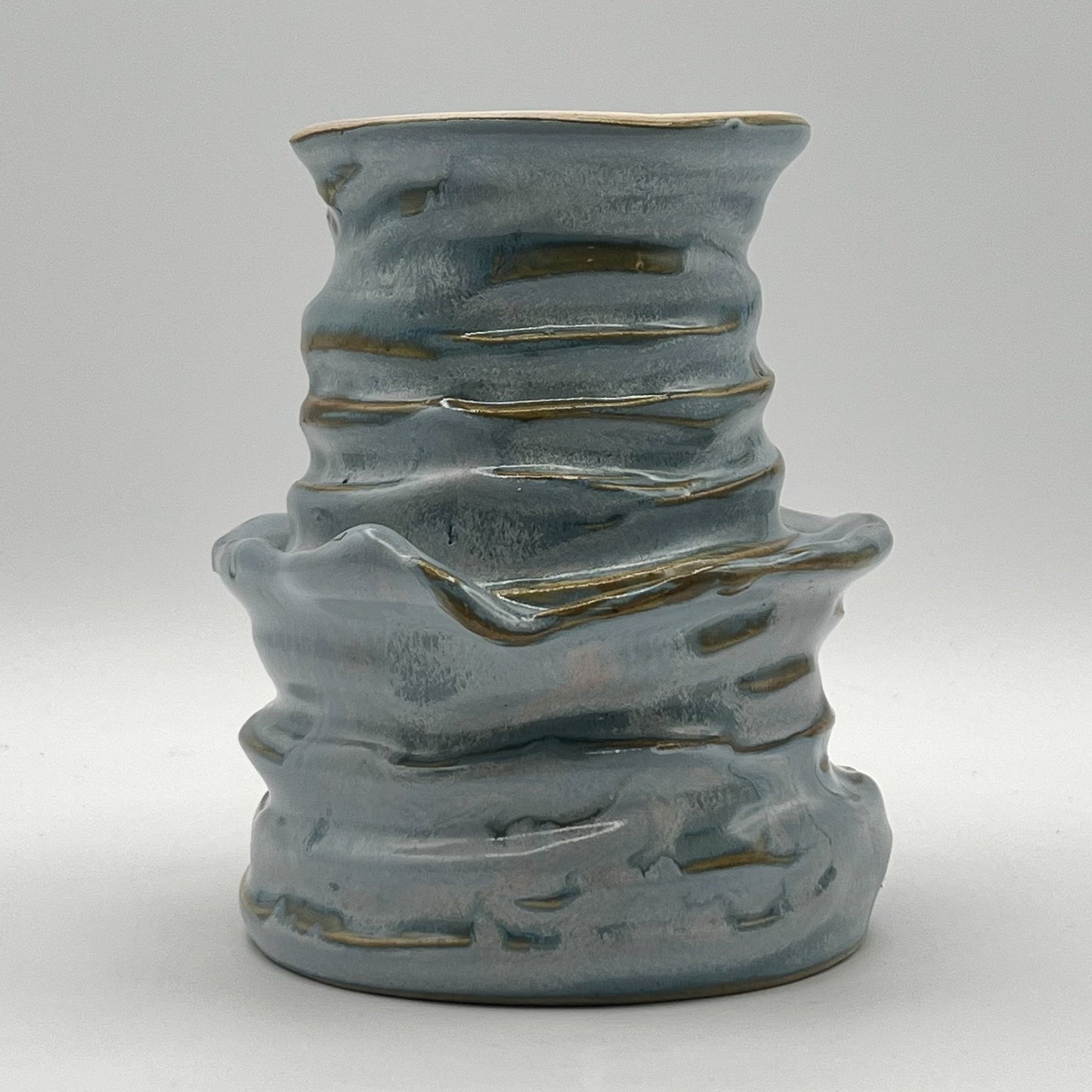 Textured Earth, Matte Blue Sky Organic Vase