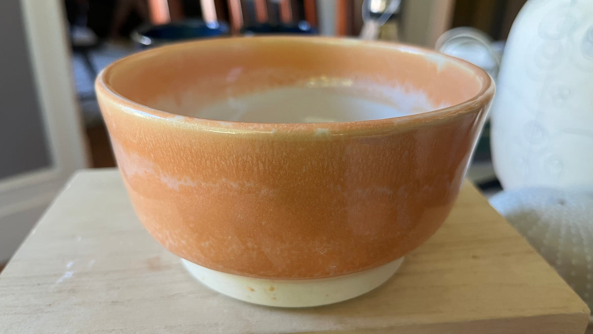 Small Bowl Orange And White Two-Tone Glaze Porcelain Dish For Everyday Meals