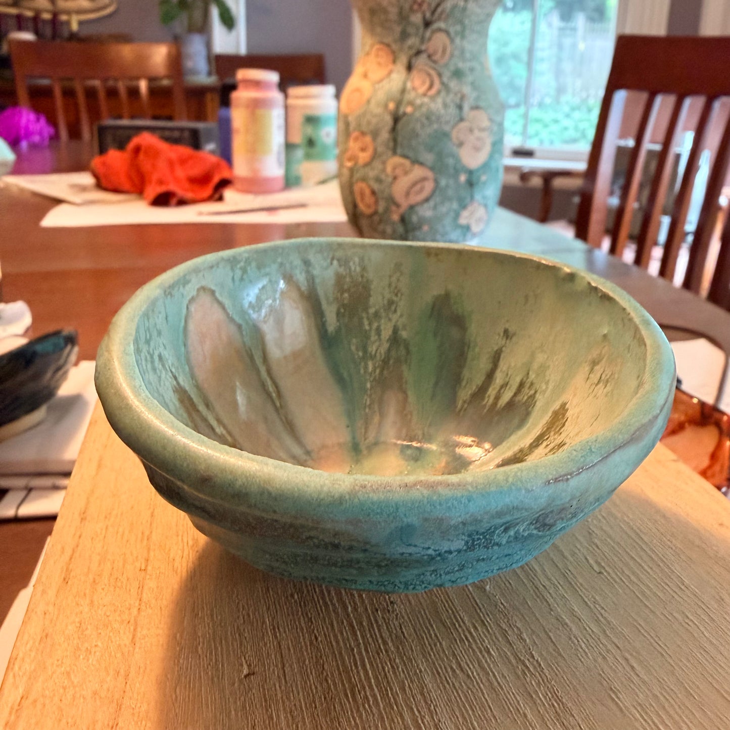 1115 Matte Green Mini Bowl - Carved Exterior