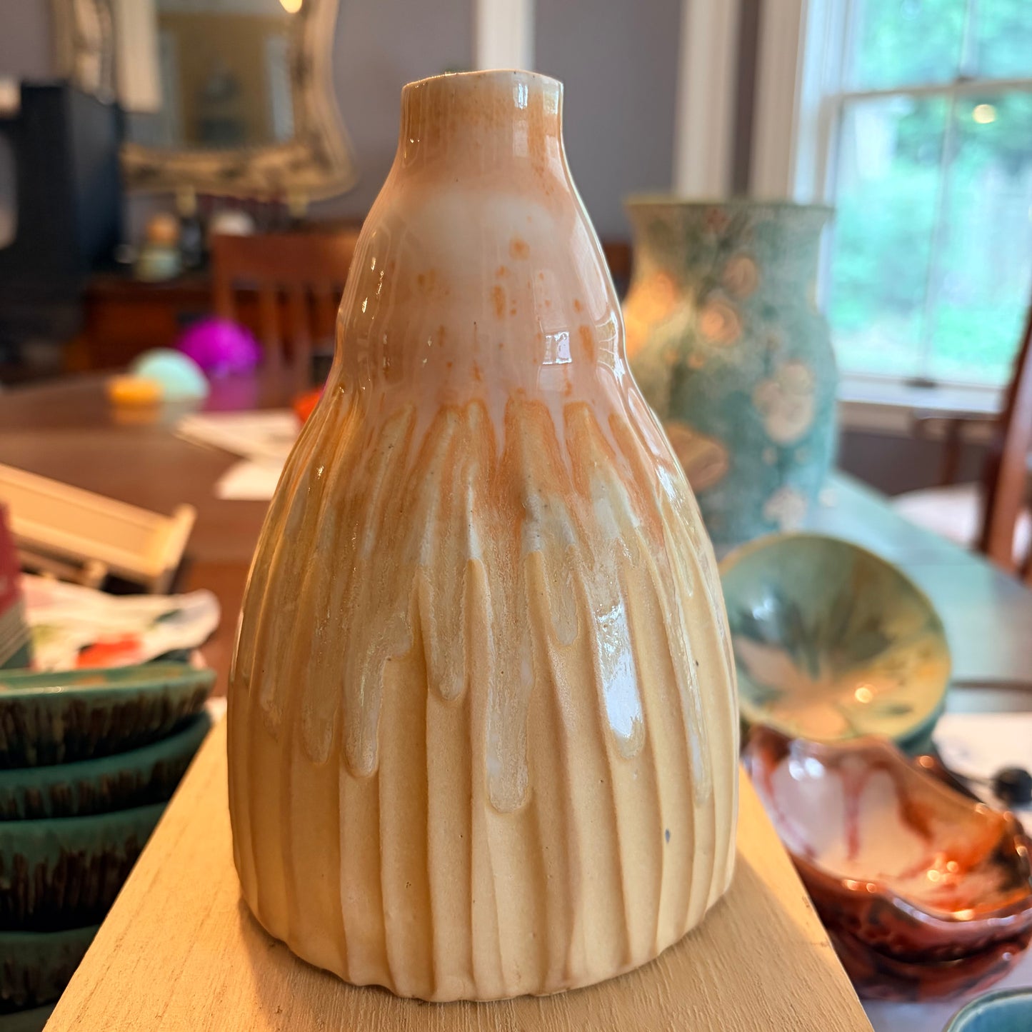 1117 yellow and orange soap dispenser