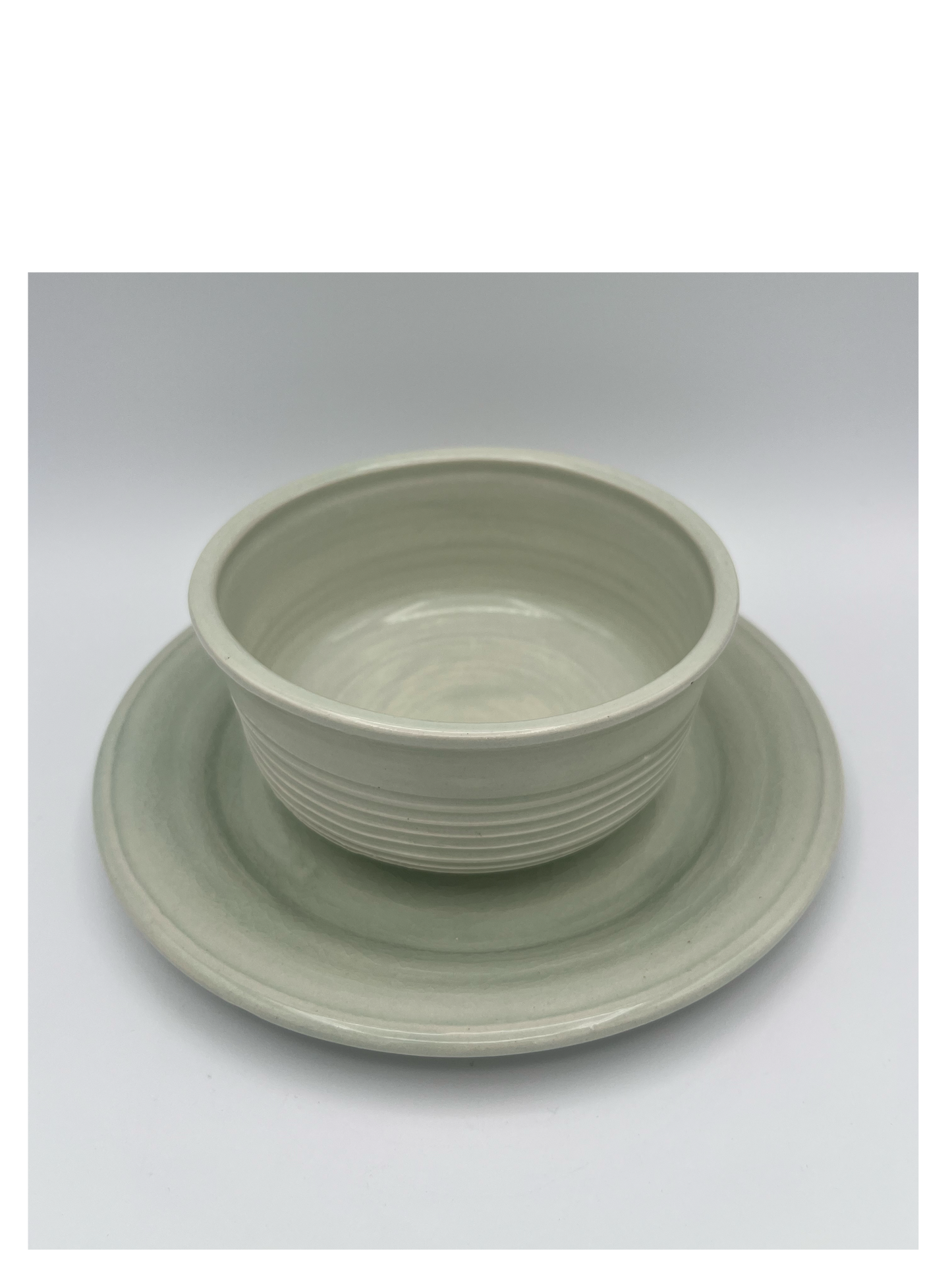 Celadon cereal bowl and plate