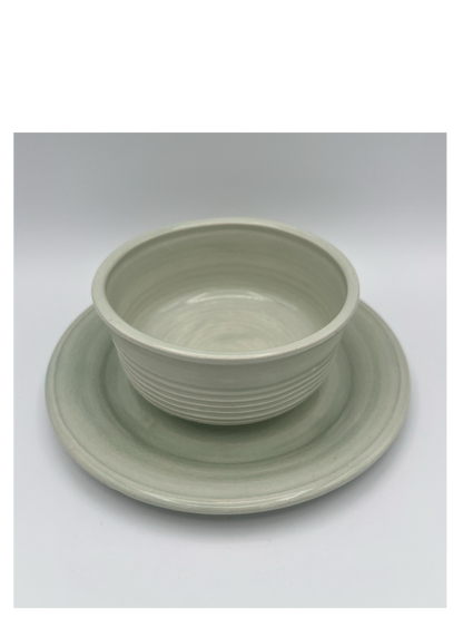 Celadon cereal bowl and plate