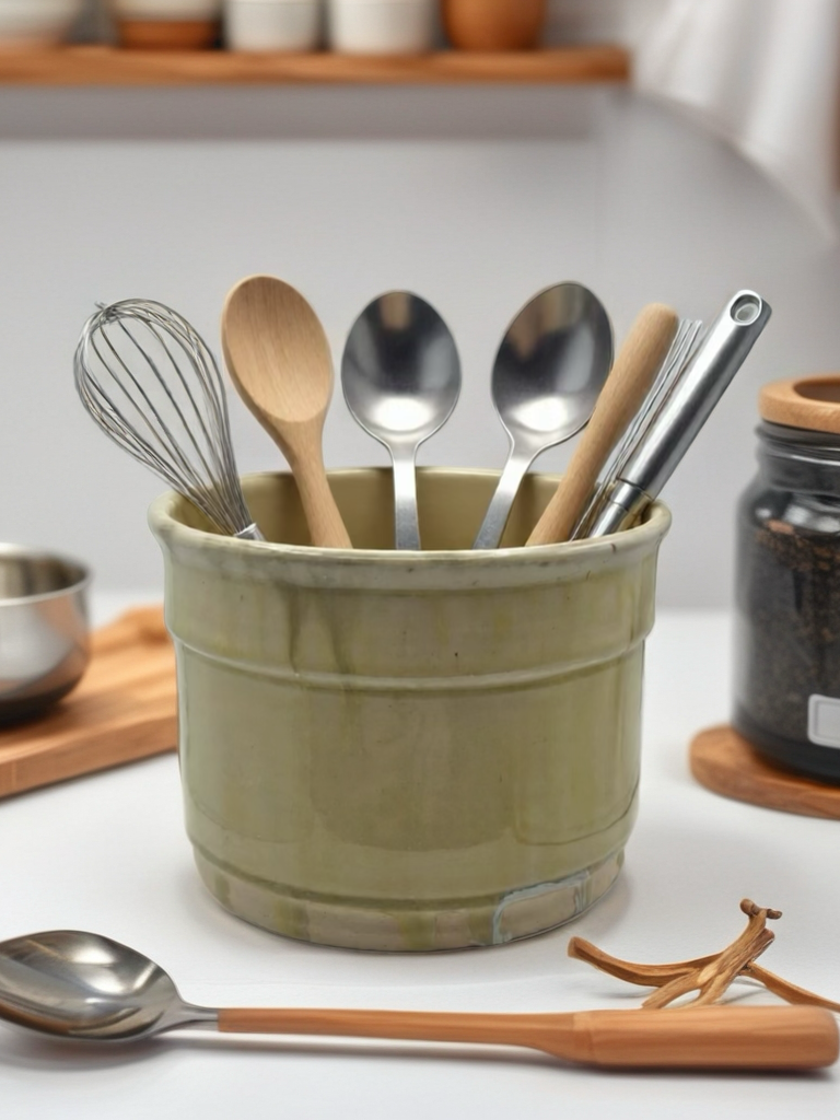 Agate Inspired Medium Stoneware Utensil Holder