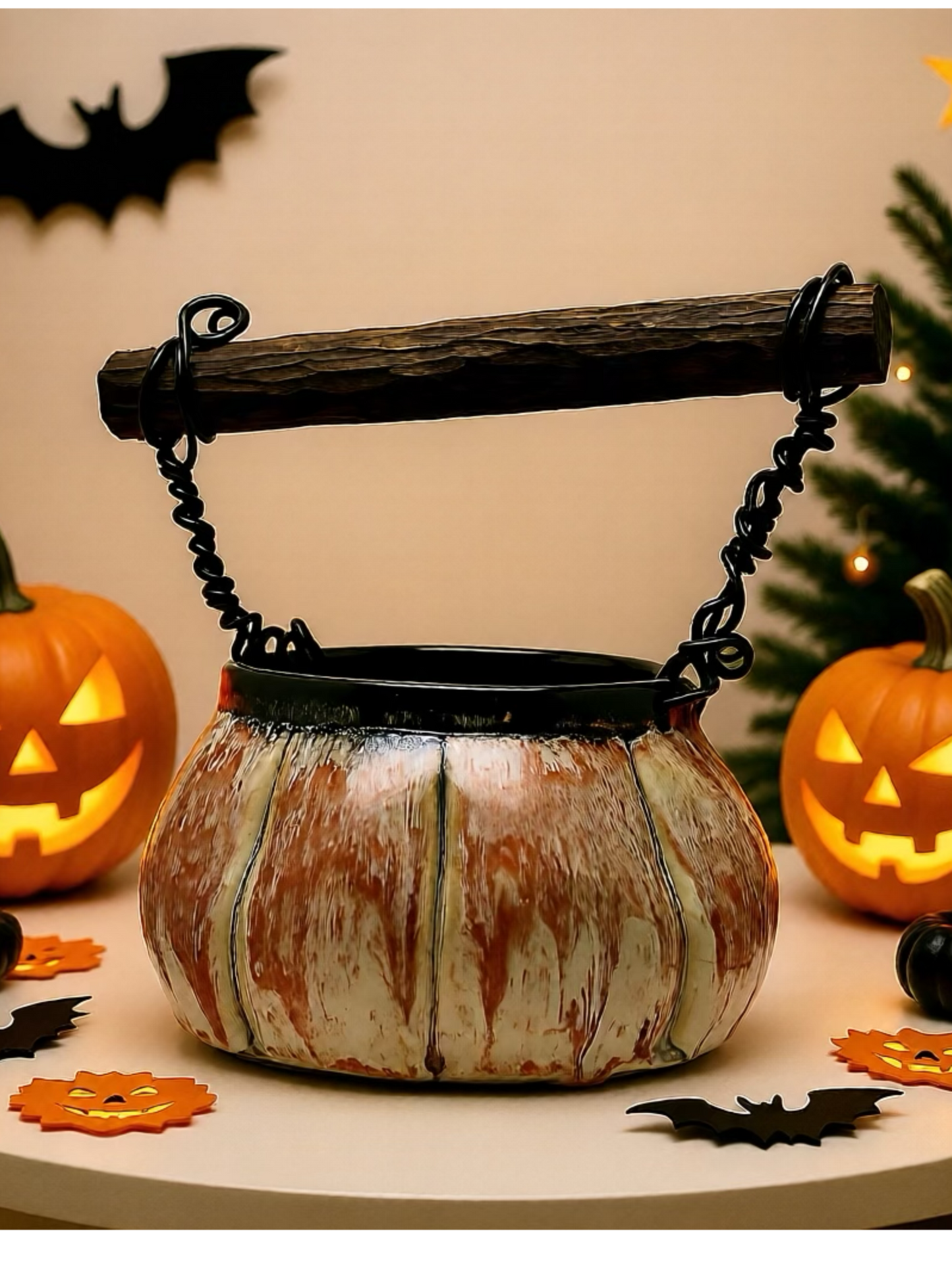 Fall pumpkin ceramic basket