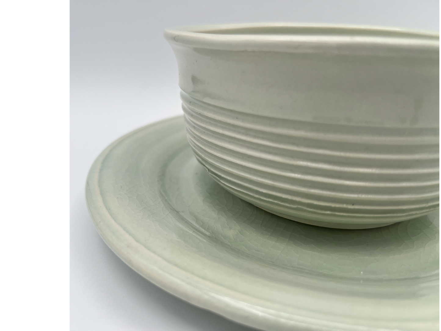 Celadon cereal bowl and plate