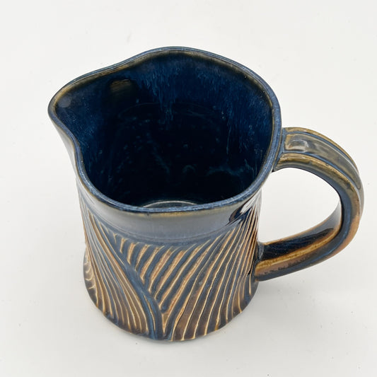 Gold and Blue Carved Pitcher