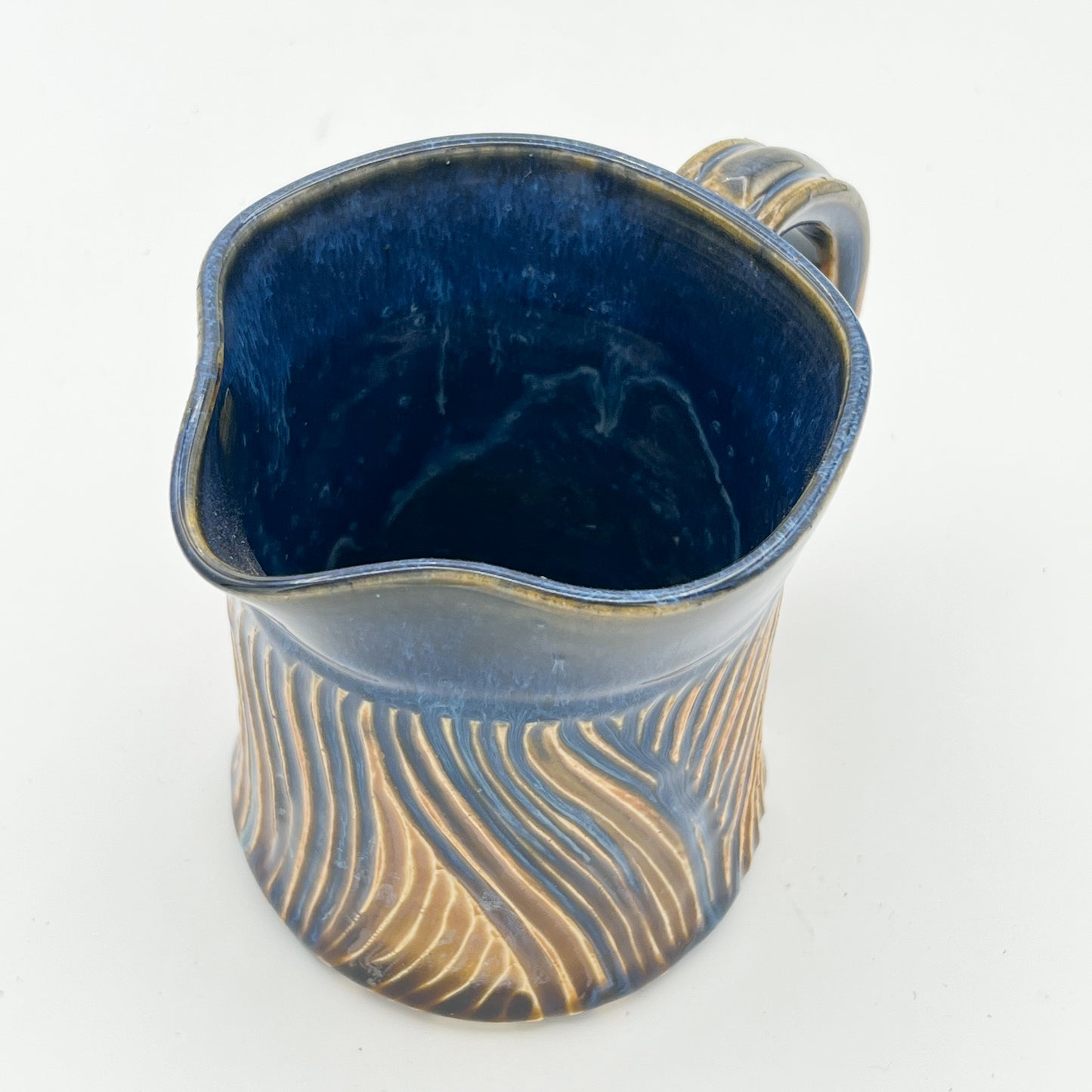 Gold and Blue Carved Pitcher