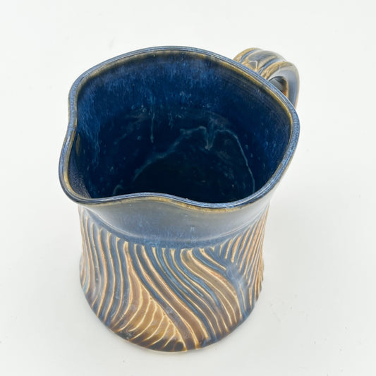 Gold and Blue Carved Pitcher