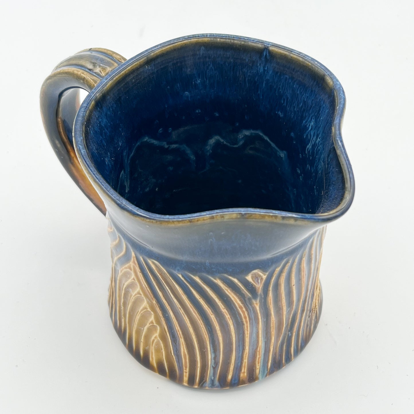 Gold and Blue Carved Pitcher