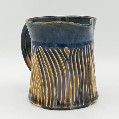 Gold and Blue Carved Pitcher