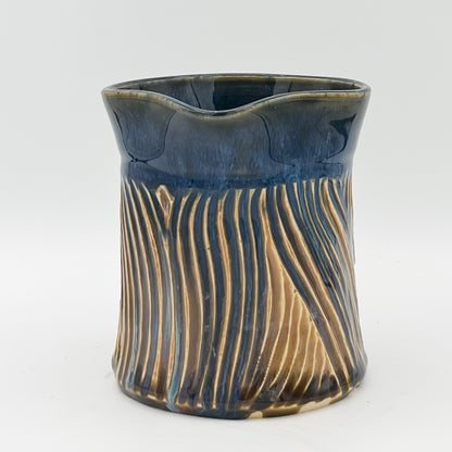 Gold and Blue Carved Pitcher