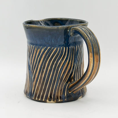 Gold and Blue Carved Pitcher
