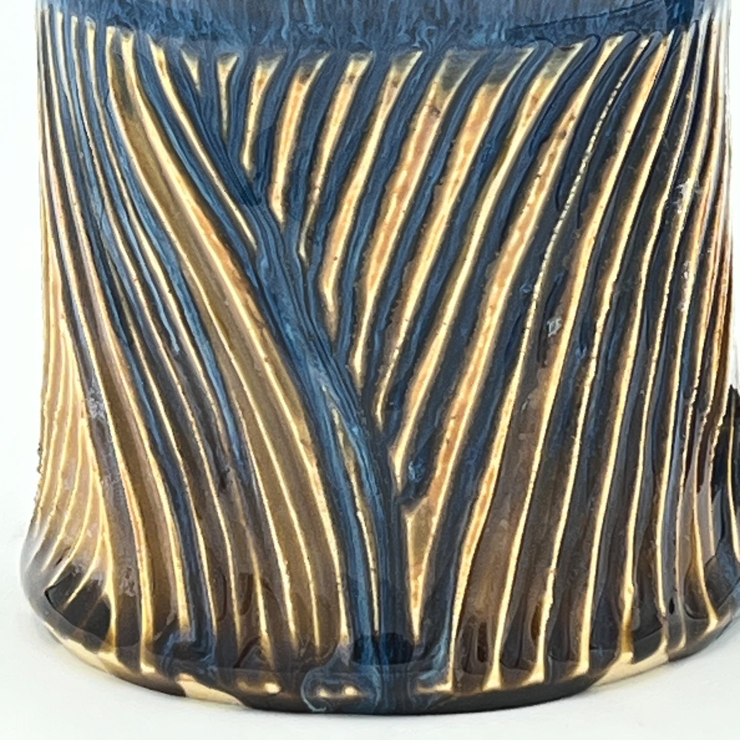 Gold and Blue Carved Pitcher