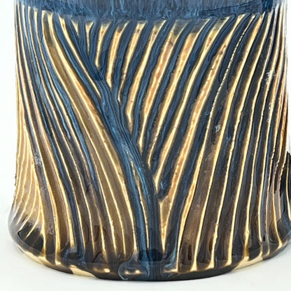 Gold and Blue Carved Pitcher