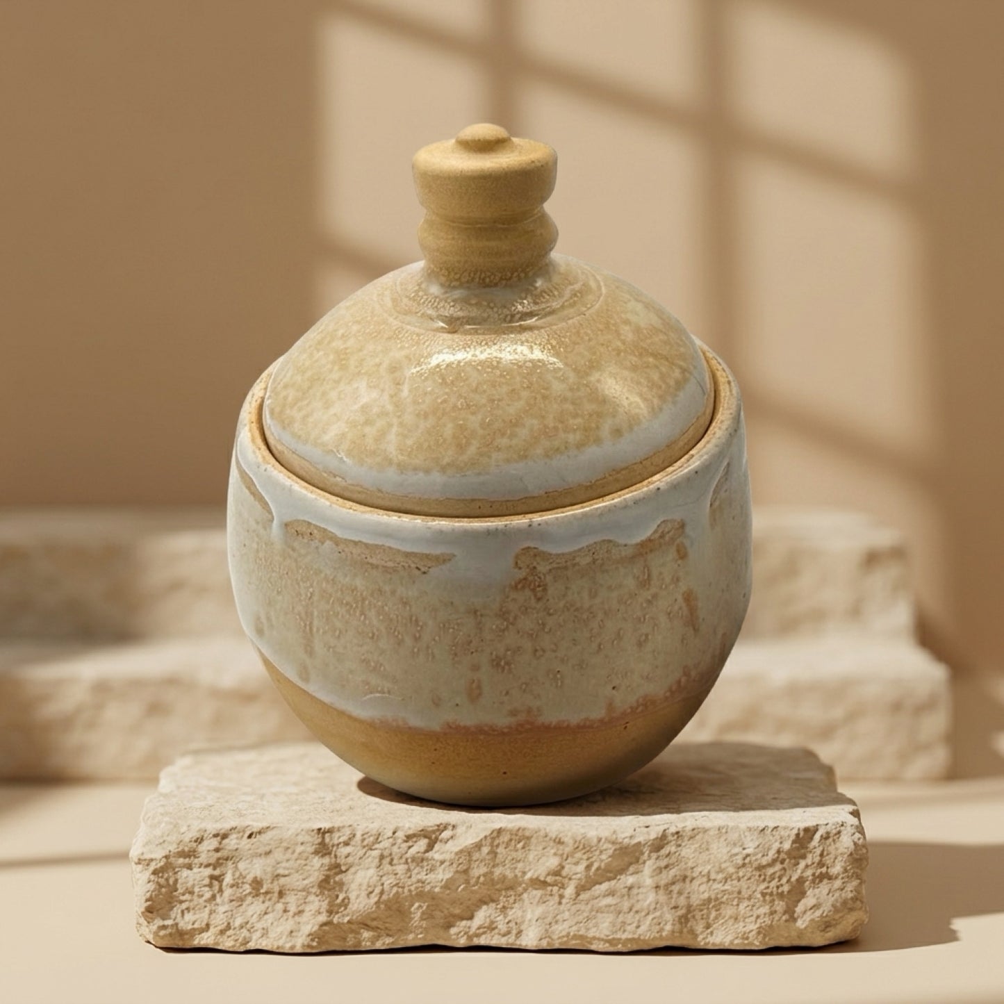 Handmade Yellow Ceramic Sugar Bowl