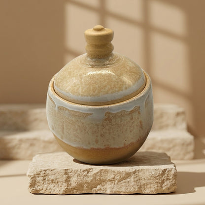 Handmade Yellow Ceramic Sugar Bowl