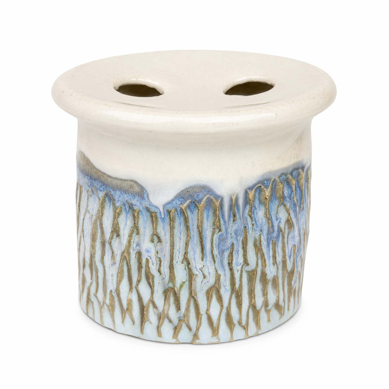 Seafoam Cascade Handmade Ceramic Toothbrush Holder & Bud Vase
