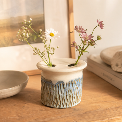 Seafoam Cascade Handmade Ceramic Toothbrush Holder & Bud Vase