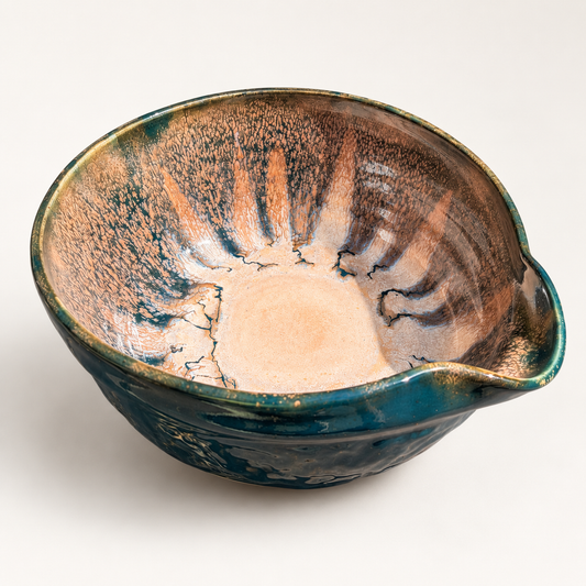 Verdigris & Copper Handmade Matcha Bowl