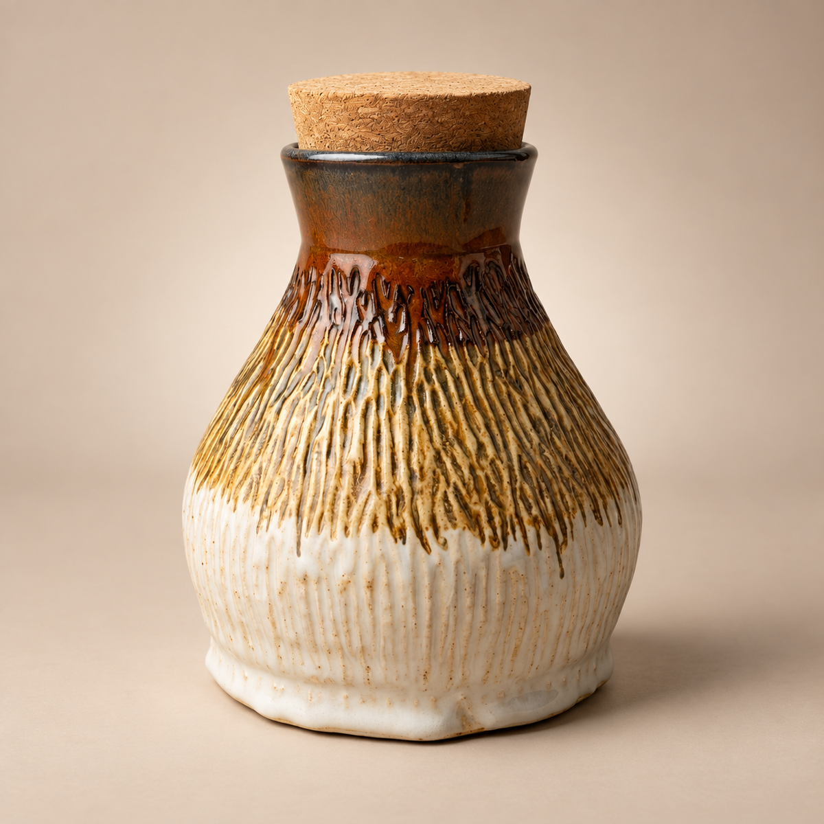 Ember Grove Carved Stoneware Decanter