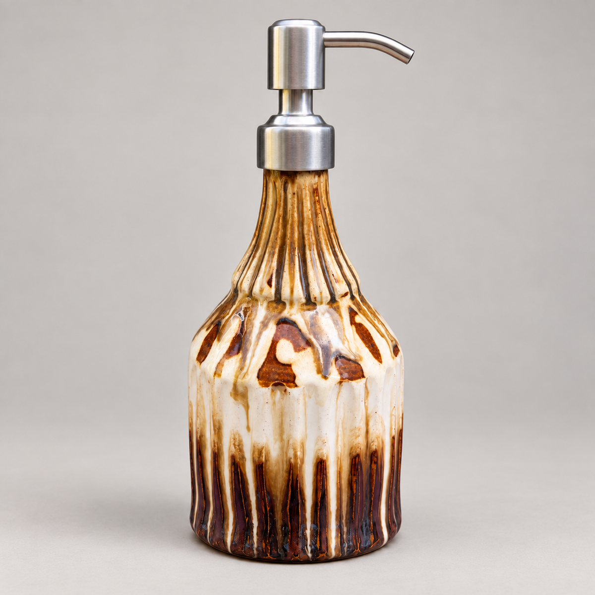 Amber Cascade Carved Ceramic Soap Dispenser