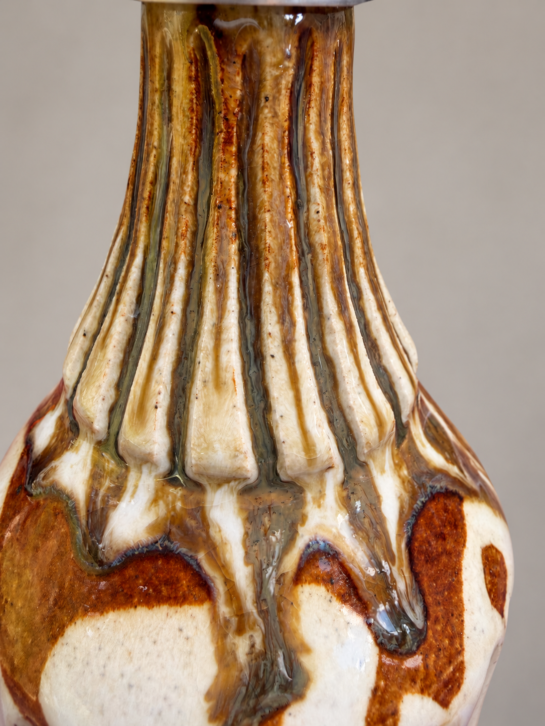 Amber Cascade Carved Ceramic Soap Dispenser