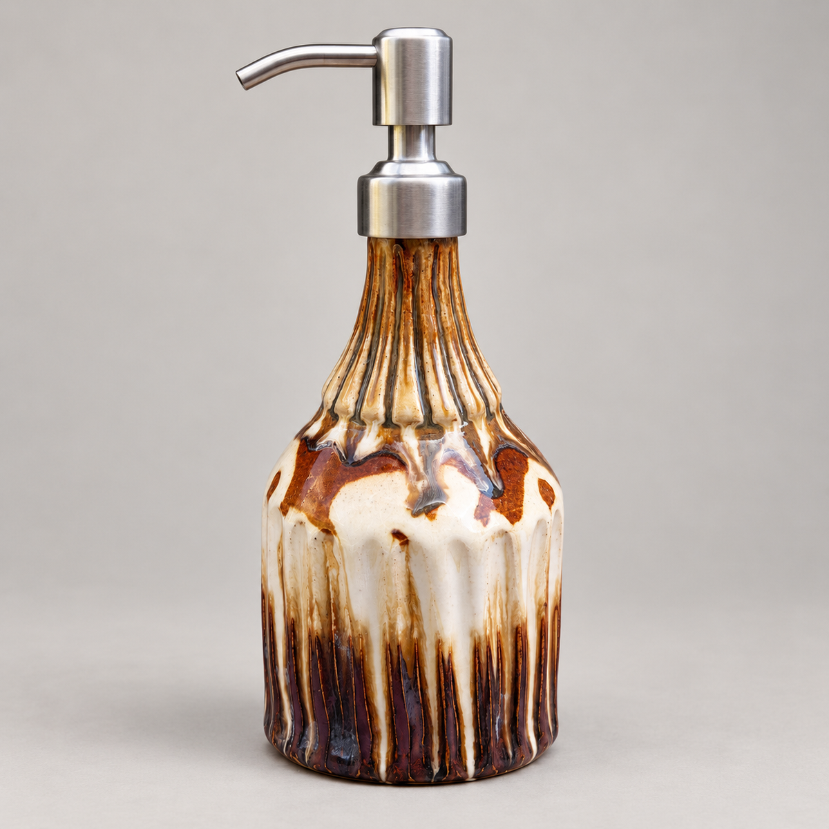 Amber Cascade Carved Ceramic Soap Dispenser