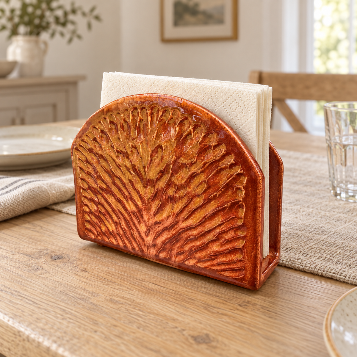Autumn Fern Ceramic Napkin Holder