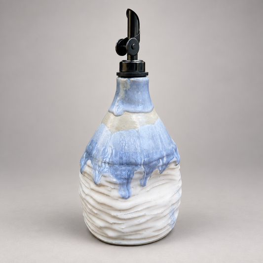 Blue Drift — Handmade Textured Ceramic Oil Decanter