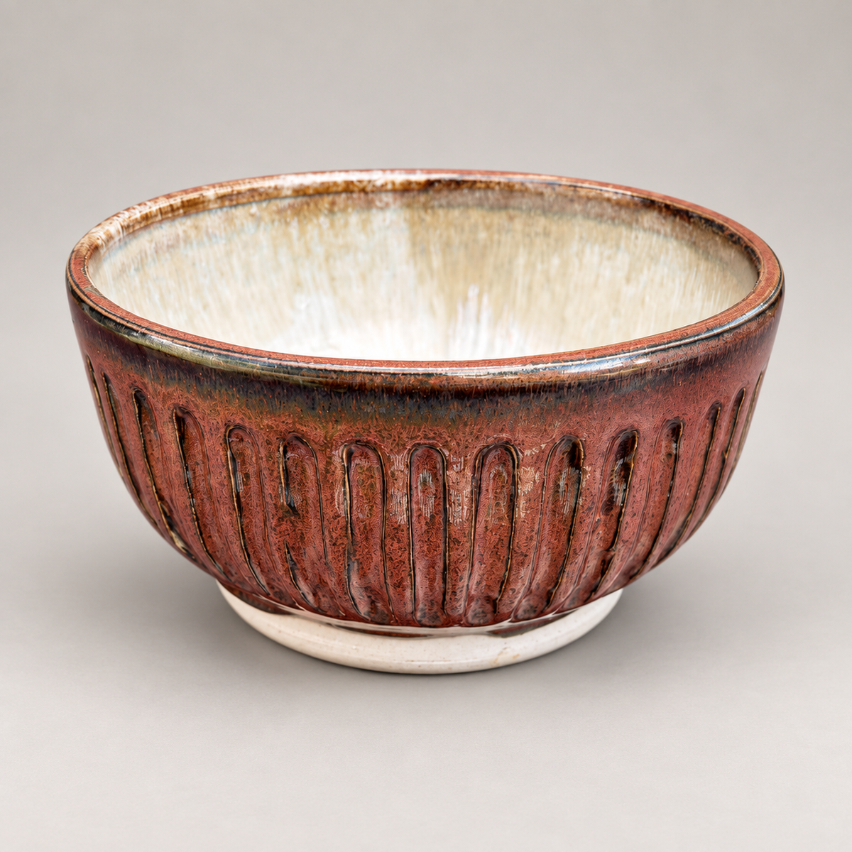 Copper Grove Carved Ceramic Serving Bowl