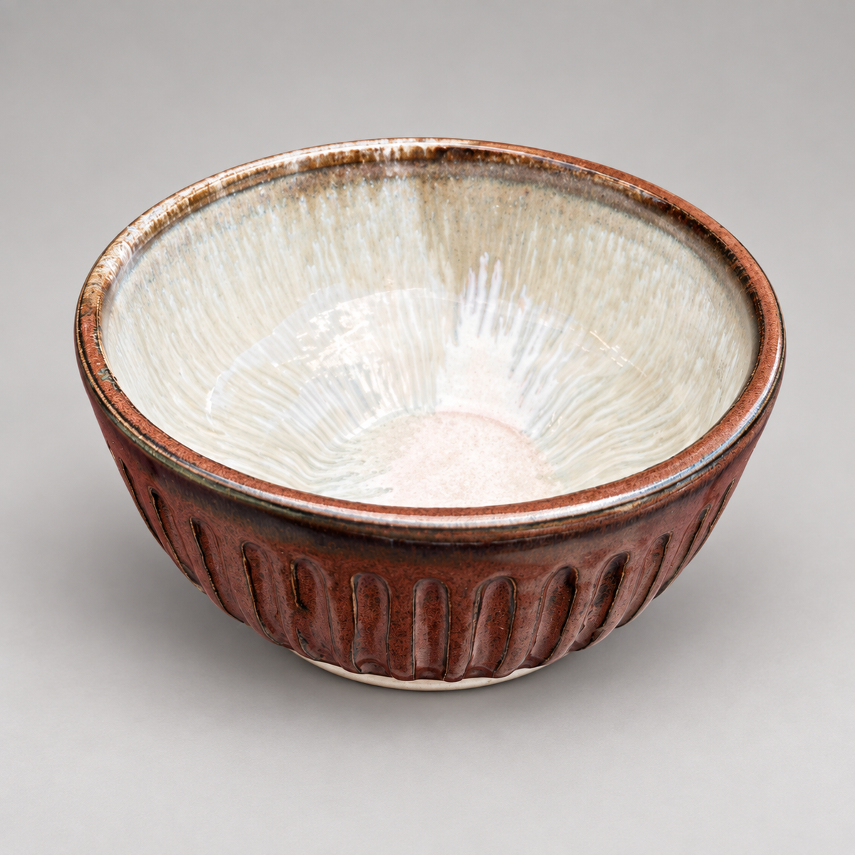 Copper Grove Carved Ceramic Serving Bowl