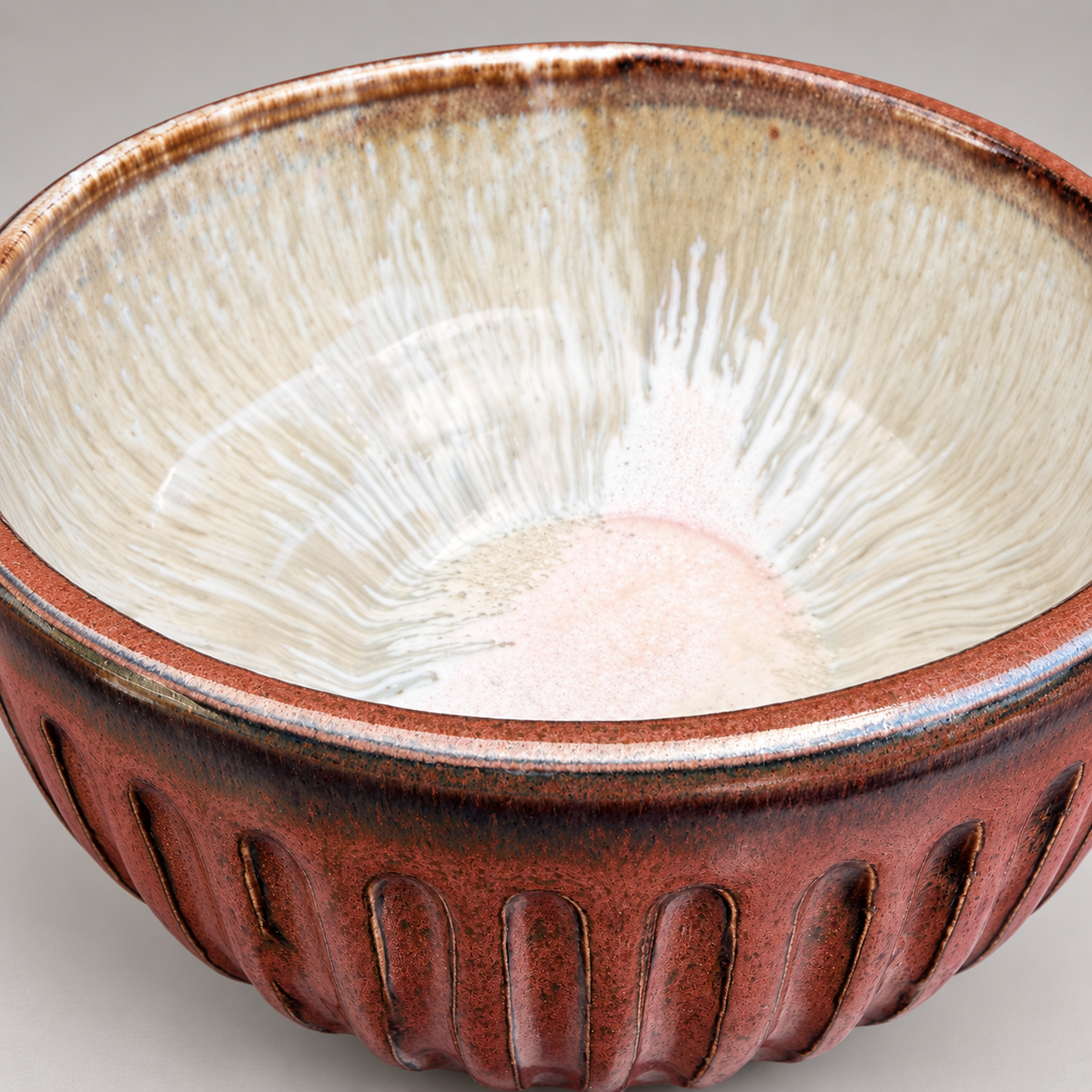 Copper Grove Carved Ceramic Serving Bowl