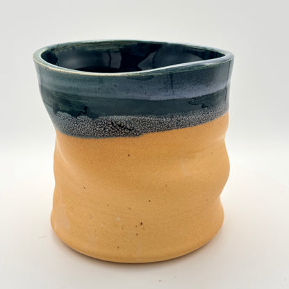Handmade Matte Golden Yellow and Peacock Green Ceramic Vase
