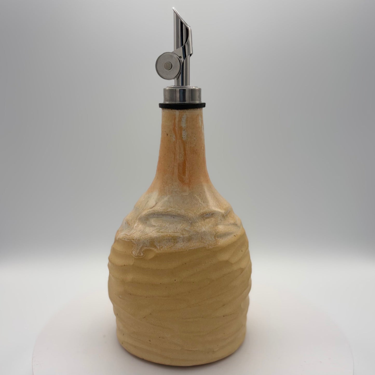 Handmade Ceramic Olive Oil Dispenser – Golden Yellow & Cream Drip Glaze