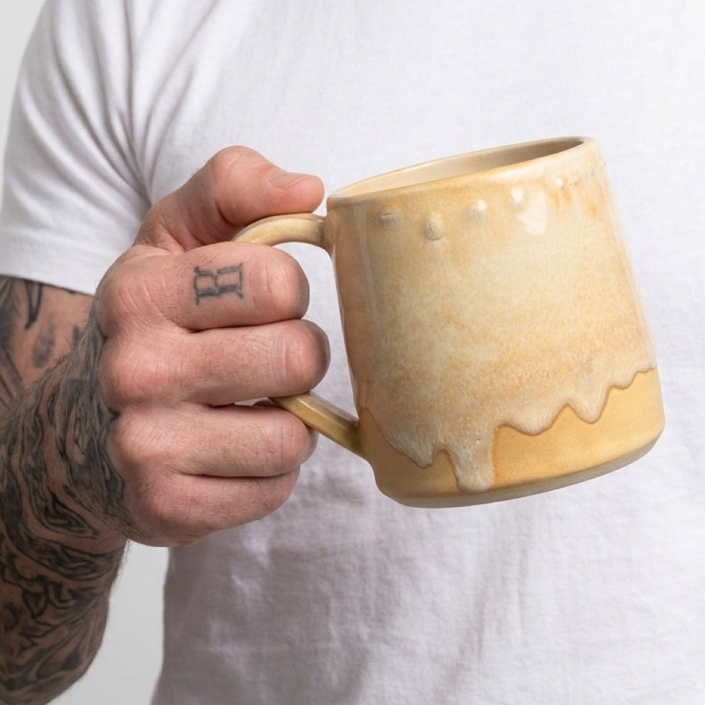 Handmade Ceramic Mug – White, Cream and Yellow Glaze