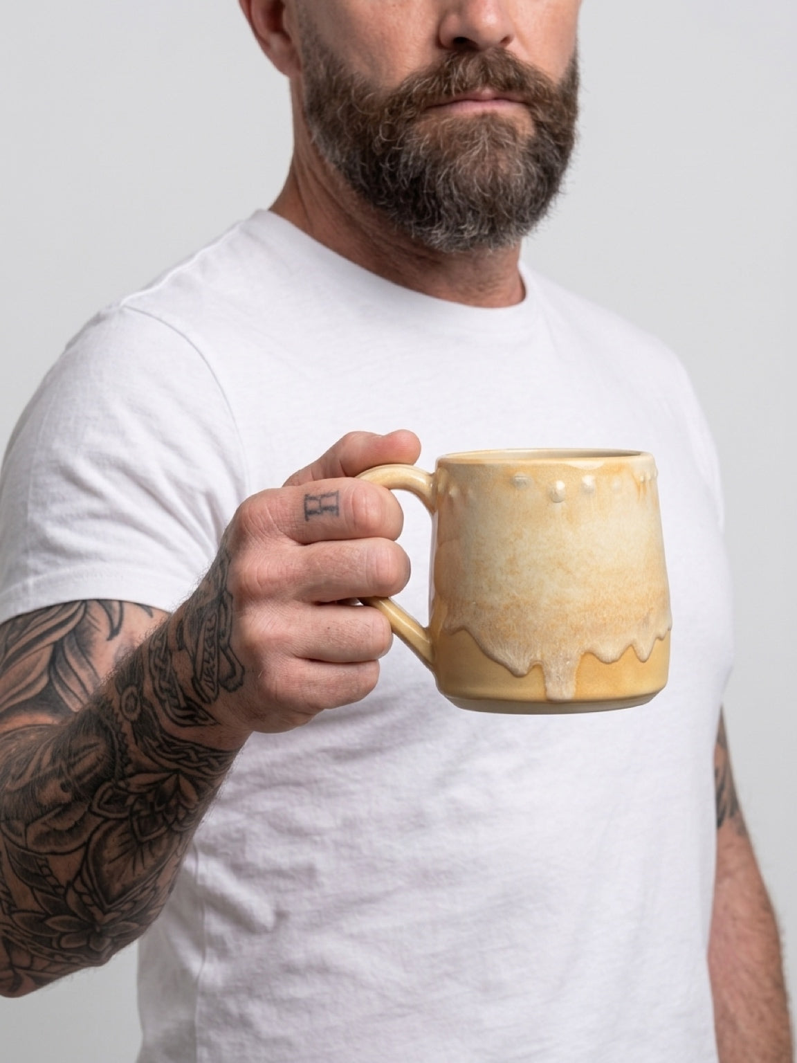 Handmade Ceramic Mug – White, Cream and Yellow Glaze
