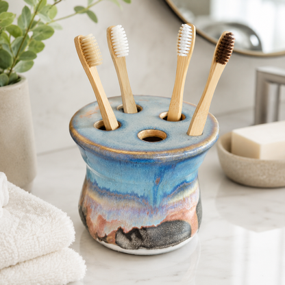 Coastal Sunset Handmade Ceramic Toothbrush Holder & Flower Vase