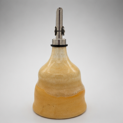 Handmade Ceramic Olive Oil Dispenser – Golden Yellow & Cream Drip Glaze
