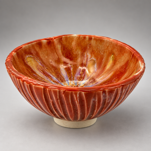 Sunset Bloom — Handmade Carved Ceramic Bowl