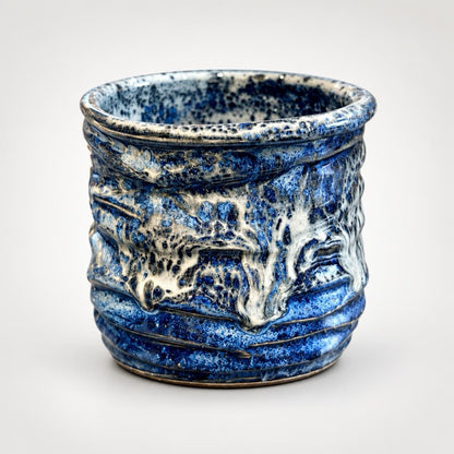 Blue Tide Handmade Ceramic Tumbler | Cobalt & Cream