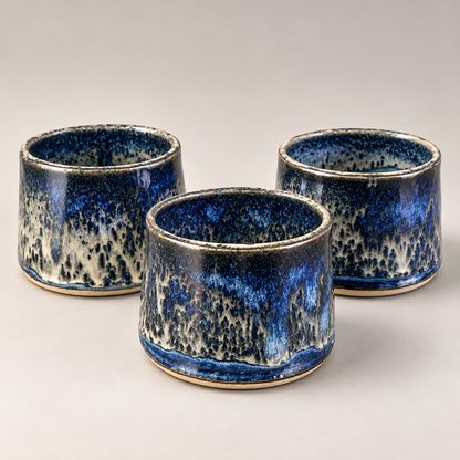 Blue Tide Handmade Ceramic Tumbler | Cobalt & Cream