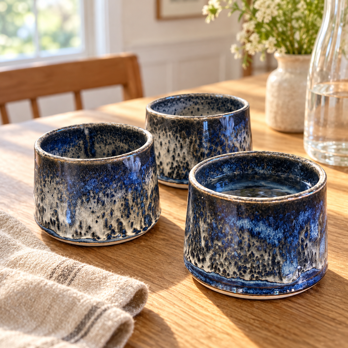 Blue Tide Handmade Ceramic Tumbler | Cobalt & Cream