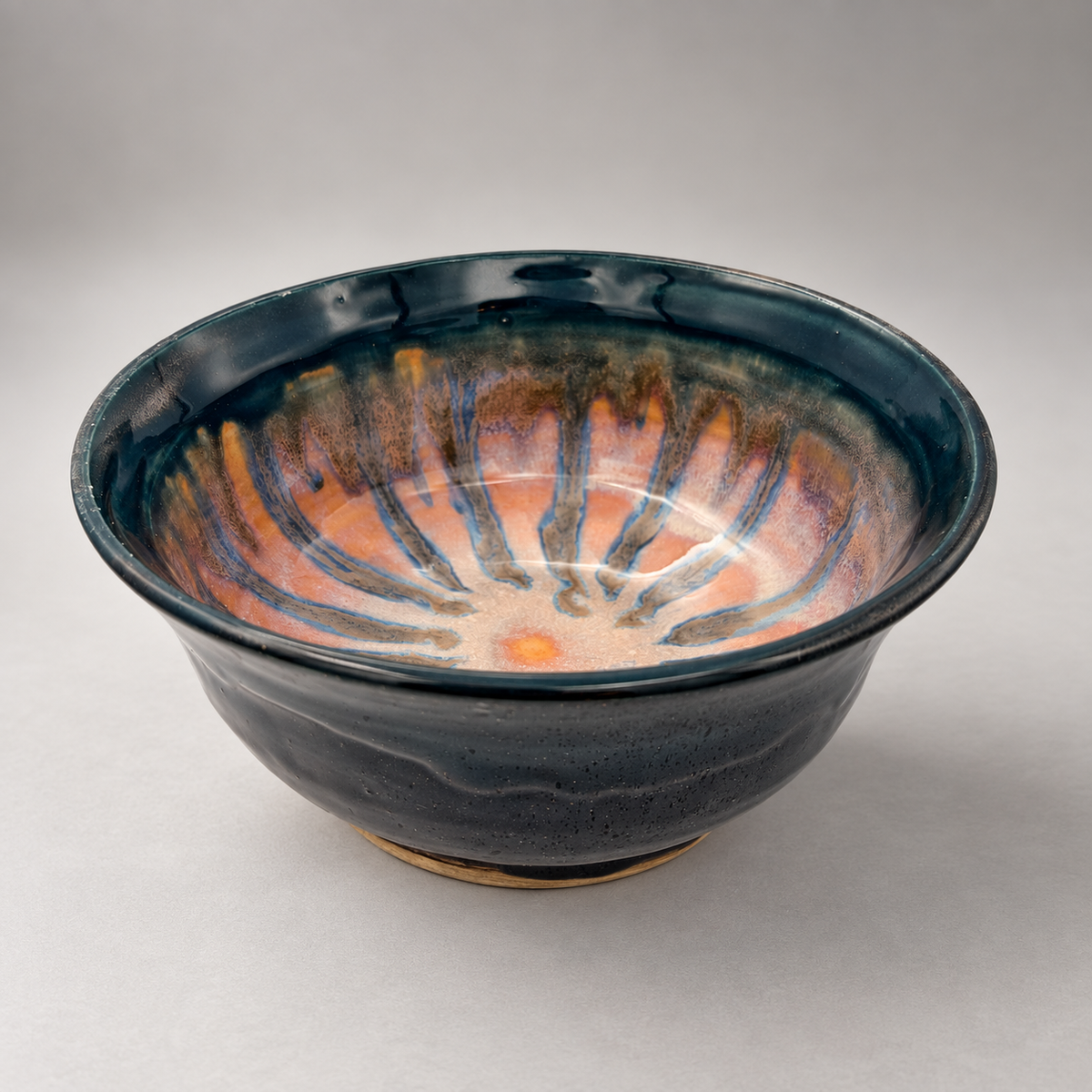 Twilight Tide — Handmade Ceramic Bowl in Charcoal & Copper