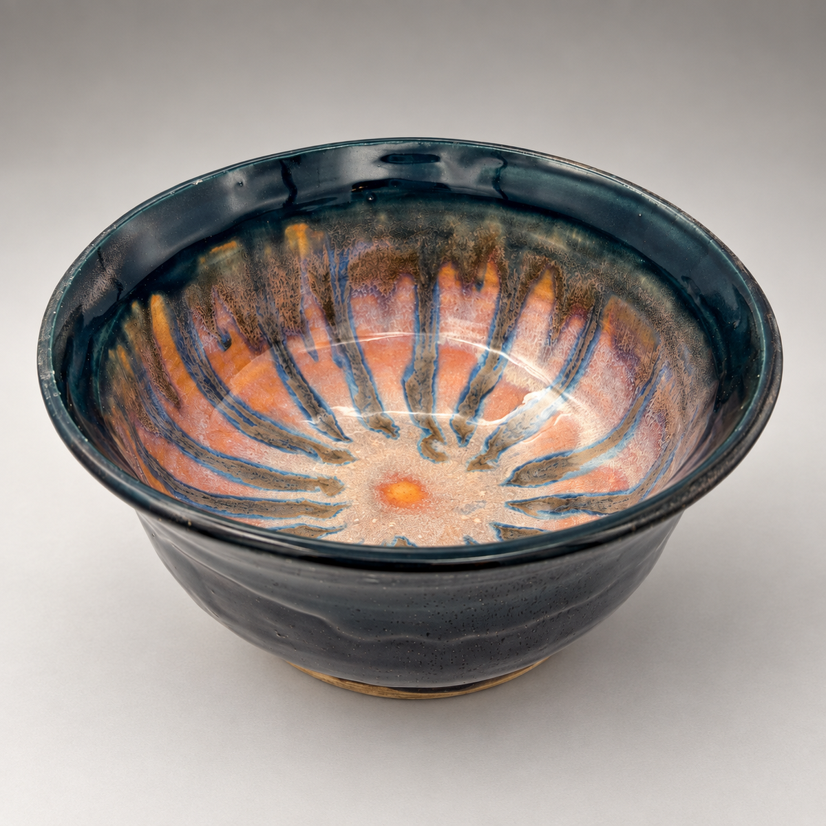 Twilight Tide — Handmade Ceramic Bowl in Charcoal & Copper